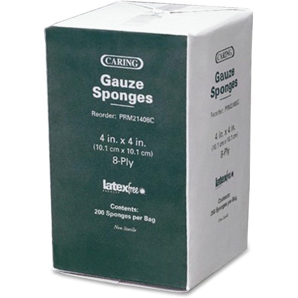 Caring Gauze Sponges, Non-Sterile, 8-Ply, 4"x4", 200/PK, WE, PK200 MIIPRM21408C - main
